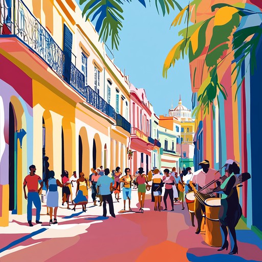 An uplifting instrumental song blending traditional afro cuban percussion and lively brass melodies, evoking the festive atmosphere of a joyful street celebration in havana.