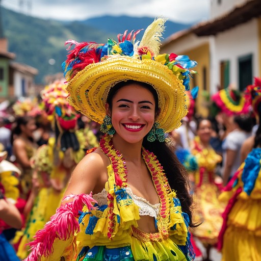 An upbeat track featuring vibrant percussive elements, brass accents, and infectious accordion melodies that evoke a street parade in a lively colombian village. Perfect for capturing the essence of celebration and dance.