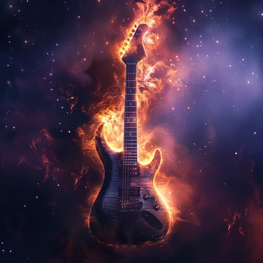 This track offers an epic journey through space, with majestic metal guitar riffs intertwined with symphonic elements, creating a dynamic and powerful soundscape reminiscent of a cosmic odyssey.