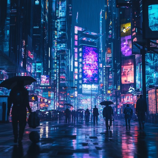 An immersive journey through a neon lit cityscape, where ethereal synths weave intricate patterns, creating a whirlwind of futuristic and mystical sounds. Pulsating rhythms and ambient textures blend seamlessly to evoke the essence of a cyberpunk utopia.