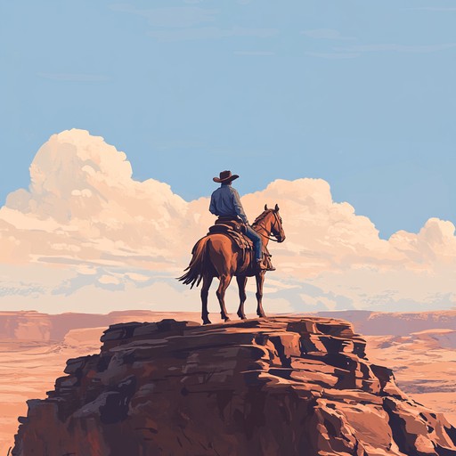 A lively and dynamic tune illustrating the adventurous journey of a cowboy, with rhythmic guitar and spirited whistling evoking the essence of the wild frontier