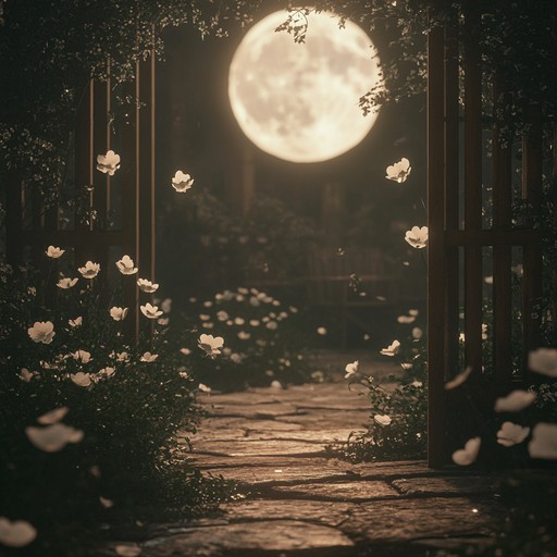 A serene and tender instrumental piece drawing inspiration from timeless j pop ballads, capturing the essence of moonlit gardens and whispered secrets. The composition features a gentle interplay of acoustic guitar and synths, evoking a peaceful, reflective atmosphere perfect for quiet, heartfelt moments.