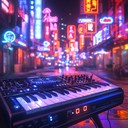 electrifying synthesizer beats in a vibrant metropolitan setting.