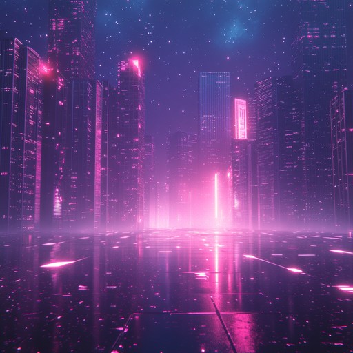 This song features lush synth pads and pulsing basslines, creating an ethereal soundscape that takes you back to the 1980s. It's a journey through neon lit nights, evoking memories of starry skies and long drives, building a dreamy and wistful atmosphere with shimmering arpeggios and atmospheric leads, blending past and future in a retro futuristic cityscape.