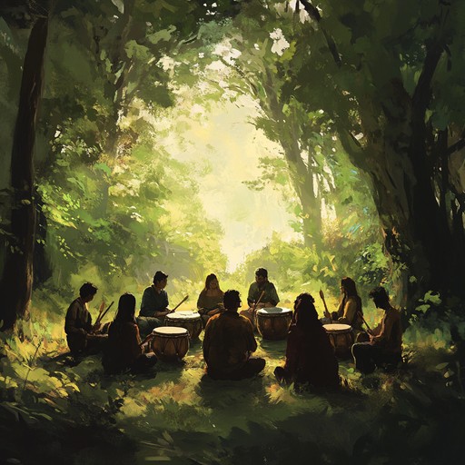 This composition gently blends tribal djembe rhythms with soothing melodic lines, creating a reflective and serene ambiance. It captures the essence of deep connections within communities, fostering a calm and tranquil atmosphere reminiscent of peaceful tribal gatherings under the night sky.