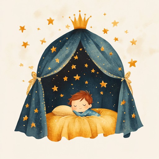 A soft and enchanting instrumental lullaby that blends majestic tones with dreamy melodies, inviting listeners to a peaceful slumber amid a starlit royal landscape.