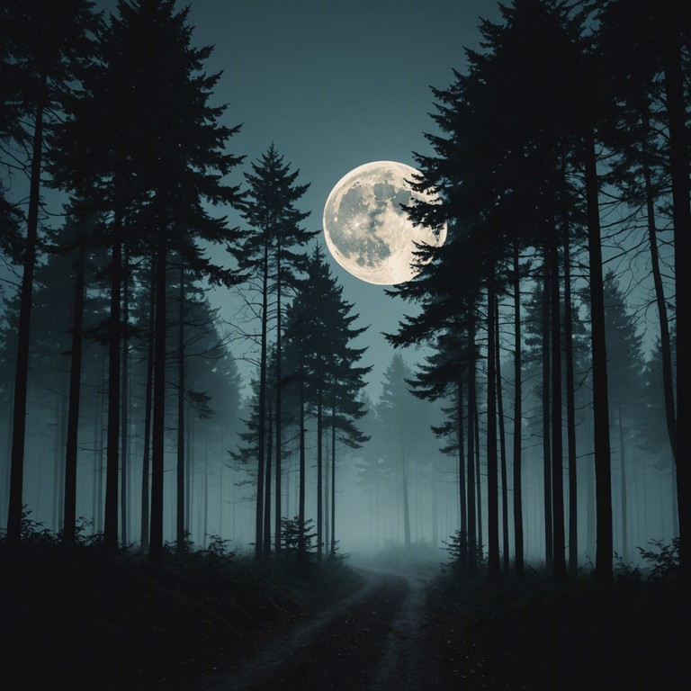 In a dense, fog covered pine forest under a full moon, eerie whispers contrast starkly with the soft rustling of leaves. An unsettling calm permeates every note as the song unravels the dark legends of the woods.