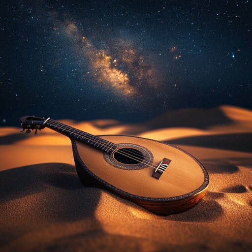 Immerse yourself in soothing middle eastern melodies as the gentle strumming of the oud carries you across moonlit dunes, evoking the peacefulness of a desert under the stars.