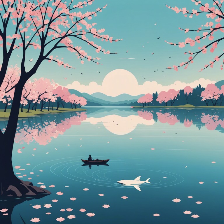 As the cherry blossoms gently fall, the sound of a koto plays softly in the background, forming the perfect soundscape for moments of solace or creative inspiration. The music acts as a gentle caress, easing the listener into a state of peaceful reflection.