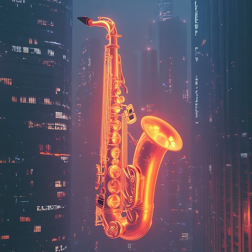 An energetic trip hop instrumental featuring groovy beats and smooth saxophone melodies, evoking the hustle and bustle of the city lights at night.