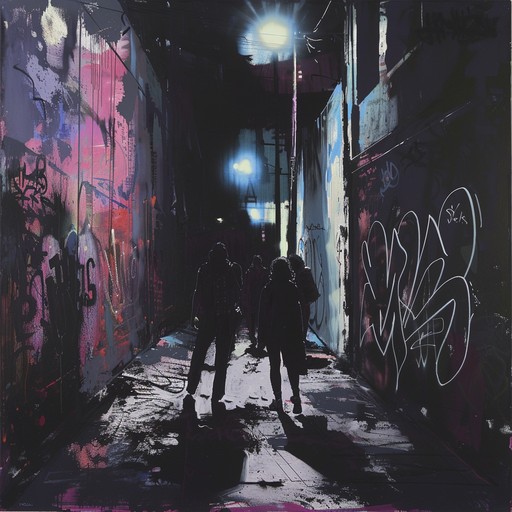 A dark, pulsating beat captures the intensity of street warfare, with ominous synthesizers and aggressive basslines creating a sense of impending confrontation. The music tenses up with every bar, reflecting the raw energy and stakes of the urban underground scene.