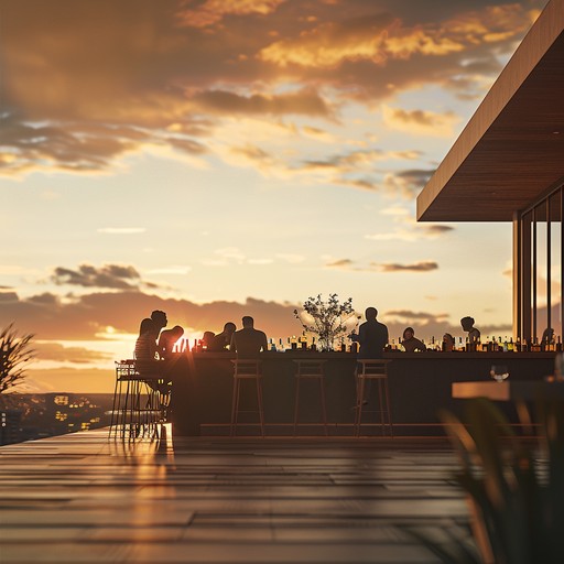 Imagine a sun setting over a bustling cityscape, casting a warm glow as people relax at a rooftop bar. This track blends smooth lounge beats with groovy rhythms, offering a laid back yet spirited atmosphere perfect for unwinding after a busy day.