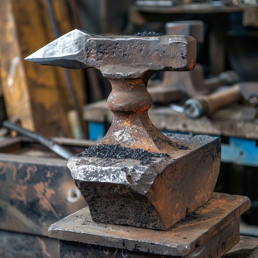 A hardworking blacksmith crafting a masterpiece in his workshop