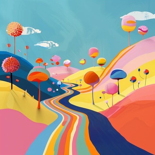 Imagine a vibrant musical adventure through a whimsical candy land, filled with playful melodies and bright, cheerful harmonies. This instrumental track uses pop rock elements to create a sense of fun and exploration, reminiscent of a child's dreamland. Perfect for evoking nostalgia and joy in listeners.