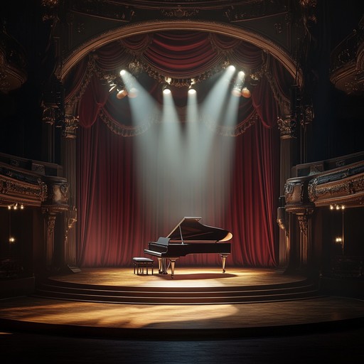 This piece captures the essence of broadway with sophisticated, lush orchestrations. Rich string sections and grand piano lead the melodies, interwoven with subtle brass elements. Imagine stepping onto the stage of a historic theater, with the spotlight shining upon a performer who captures the audience's heart. The music swells with dramatic crescendos and tender interludes, creating an immersive and emotional experience.