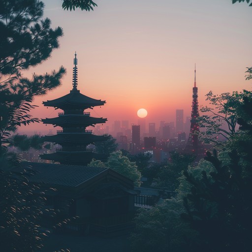 This track blends the ethereal aspects of traditional japanese instruments with modern rhythms, creating a mystical and futuristic soundscape that captures the essence of a tokyo at dawn, filled with whispers of ancient spirits and the pulse of contemporary life. The music navigates through serene temples to bustling crosswalks, reflecting the dual nature of japan's capital.