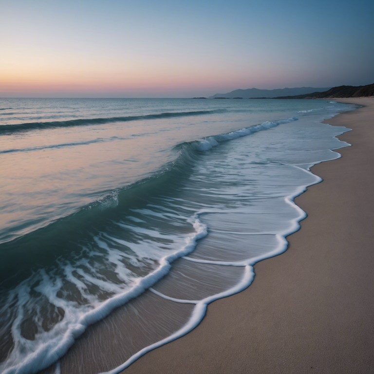 Recline on a sandy beach as twilight descends, the gentle lapping of the waves providing a rhythmic counterpart to the soft, melodious tones of a steelpan, crafting an atmosphere of tranquility and introspection.