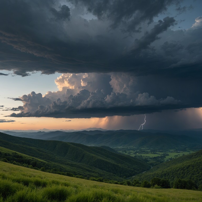 In this track, thunderous drum patterns intertwine with deep, rolling bass lines to create a powerful sense of majesty and grandeur. The music emulates the awe inspiring experience of watching a storm from a safe distance, feeling the vibrations and hearing the echoes of thunder as they weave through mountain valleys.