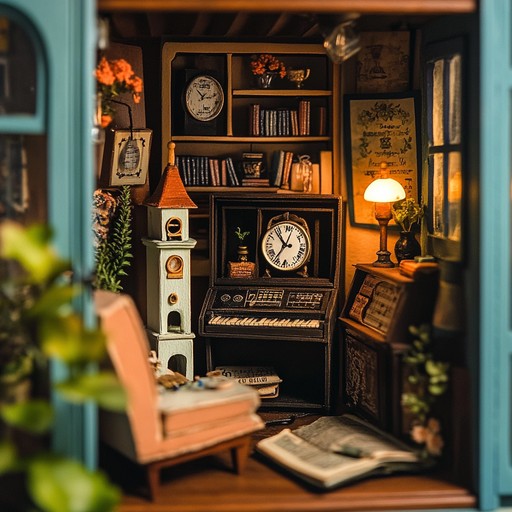 Imagine walking through a charming toy shop where gentle musicbox melodies are interwoven with the soft sounds of clockwork mechanisms, creating an enchanting and whimsical atmosphere. The composition gently transports listeners to a simpler, more innocent time, wrapped in the comforting embrace of playfulness and nostalgia.