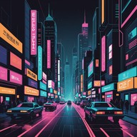 futuristic city vibes, electronic pulsating beats