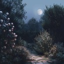 soft melodies depicting a serene enchanted night garden