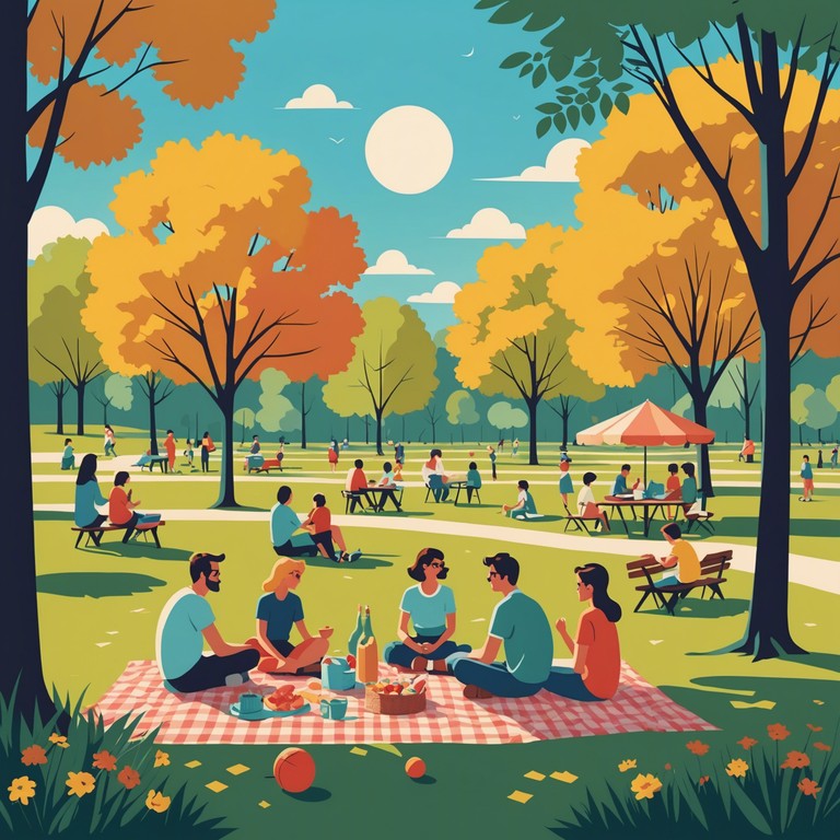 Evoking a feeling of being on a perfect summer vacation, where the days are long, filled with laughter and the sweet scent of flowers, the sun shining down benevolently as the light breezes sway the trees. This alternative description captures the essence of a perfect sunny day through enchanting, melodious tunes.