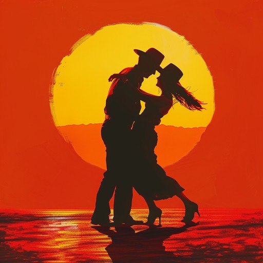 Imagine a vibrant beach party as the sun sets, with lively rhythms that get every foot tapping. The music is infused with traditional salsa instrumentation, bringing together a lively crowd dancing under the twilit sky.