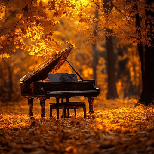 A soothing instrumental piece featuring delicate piano harmonies that capture the nostalgic beauty of an autumn sunset, evoking feelings of tenderness and calm.