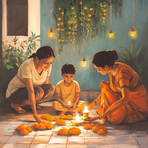 This composition is designed to transport listeners to the vibrant scenes of diwali, offering a musical journey through the excitement and communal spirit of the festival, from the lighting of lamps to the final firework. The dynamic changes reflect both the external festivities and the internal joys of the participants.