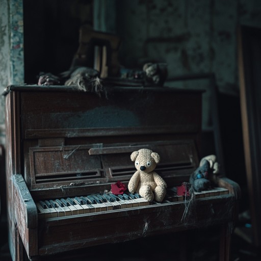 A spine chilling children's lullaby that evokes an eerie atmosphere with haunting melodies, ghostly whispers, and unsettling toy noises. Creepy, distant music box tones combine with sinister whispers and subtle, off key tunes to create a disturbing yet intriguing piece.