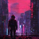 a futuristic journey through a neon-lit cityscape