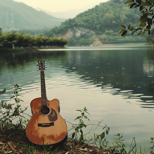 A serene composition highlighting the gentle love and pride one feels for their homeland, blending a sense of tranquility with subtle patriotic undertones, perfect for reflecting on national pride in a peaceful setting.