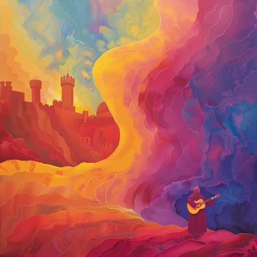 Dive into a mesmerizing fusion of troubadour style storytelling and psychedelic soundscapes with enchanting melodies and mind bending twists. This instrumental track takes you on a surreal journey through medieval landscapes, blending acoustic guitar with modern trippy effects for a unique auditory experience.