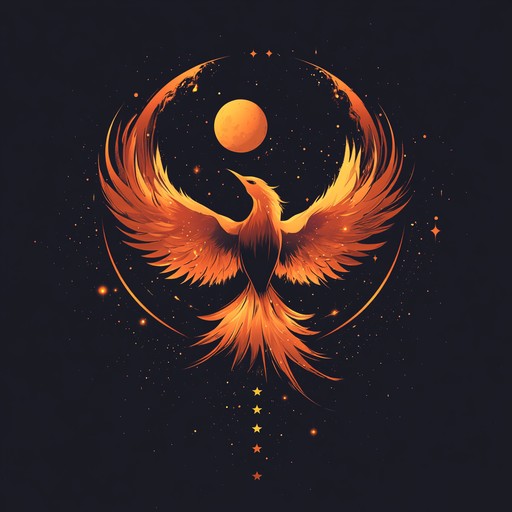 An instrumental track combining russian folk melodies with futuristic electronic elements, depicting the mythical firebird's journey to the moon. The music is spirited, unusual, and energetic, merging traditional and modern sounds.