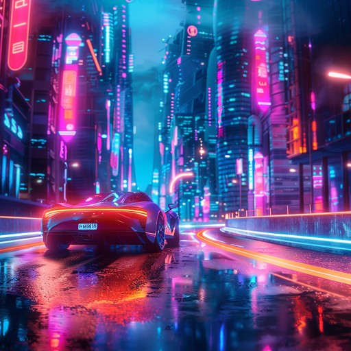 Imagine driving a neon lit car through a sprawling, futuristic city at night. The energy of the city pulses in time with the synthesizers, creating a sense of endless adventure. The dynamic soundscape features arpeggiated synth lines, pounding electronic drums, and shimmering pads, all working together to transport the listener to a vibrant, nostalgic but futuristic world filled with endless possibilities.