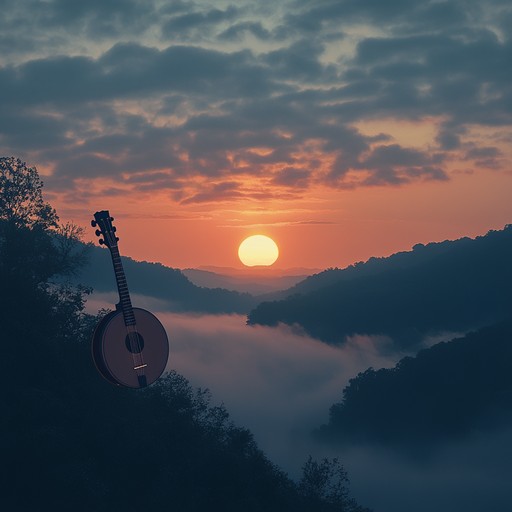 A lively instrumental bluegrass piece that captures the energy of a mountain trail hike at sunrise, featuring rapid banjo picking and soaring fiddle melodies.