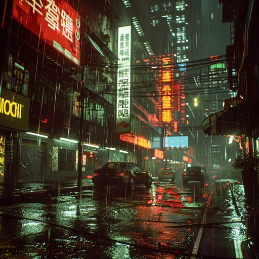 Immerse yourself in a cyberpunk odyssey, exploring a futuristic city where synthesizers orchestrate an expansive and dynamic experience filled with electric energy and dark mysteries.