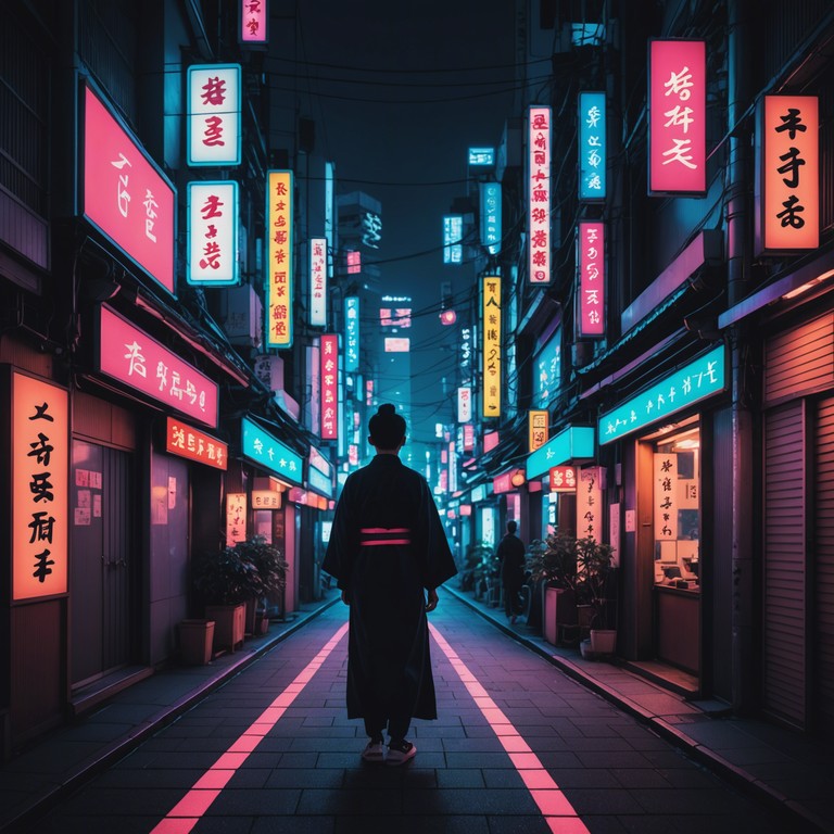 A composition that captures the essence of an enchanted tokyo, where every neon light tells a story, intertwined with the sounds of the koto, presenting a unique narrative of fantasy and reality.