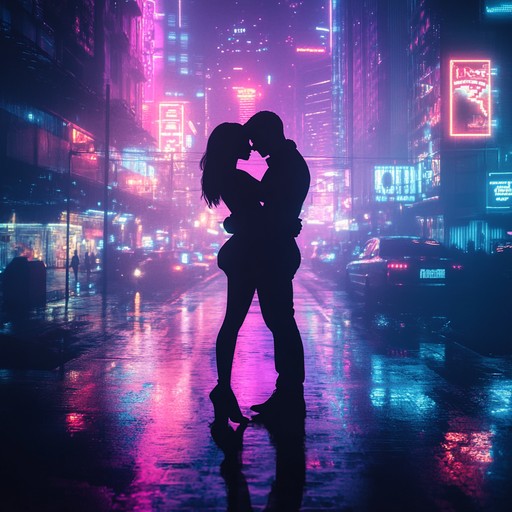 Dive into a cyberpunk world with soft synth melodies, deep basslines, and ambient textures creating an intimate atmosphere of digital romance.