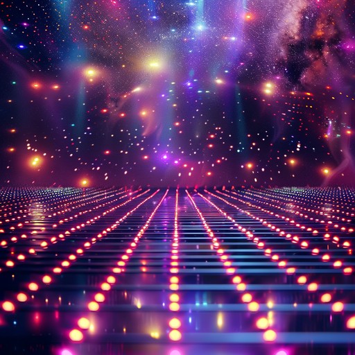 Imagine a sparkling neon lit dance floor under the stars, where every beat sends waves of euphoria through the dancing crowd. The rhythm is steady yet enchanting, with shimmering synths and a vibrant bassline, creating an atmosphere that feels both intimate and expansive, like a dream you never want to wake up from.