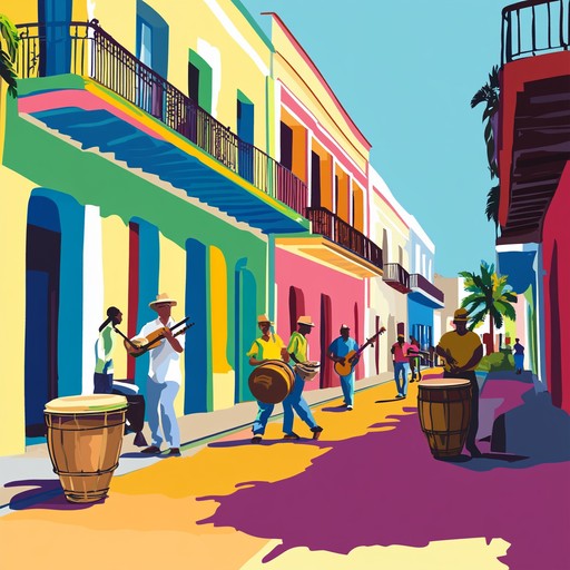 An uplifting and energetic instrumental piece that captures the essence of afro cuban music, combining percussive rhythms, vibrant horn sections, and lively piano melodies to create a festive atmosphere.