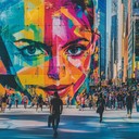 energetic urban soundscape with vibrant street art influence