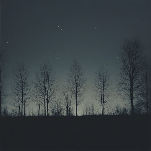 This instrumental piece unfolds as an ominous ballad, guiding listeners through a shadowy soundscape where eerie melodies intertwine with haunting harmonies. The music paints a picture of a solitary journey beneath a moonless sky, where every rustling leaf and distant whisper hints at unseen presences. The composition builds tension gradually, immersing the listener in an atmosphere of suspense and mystery.