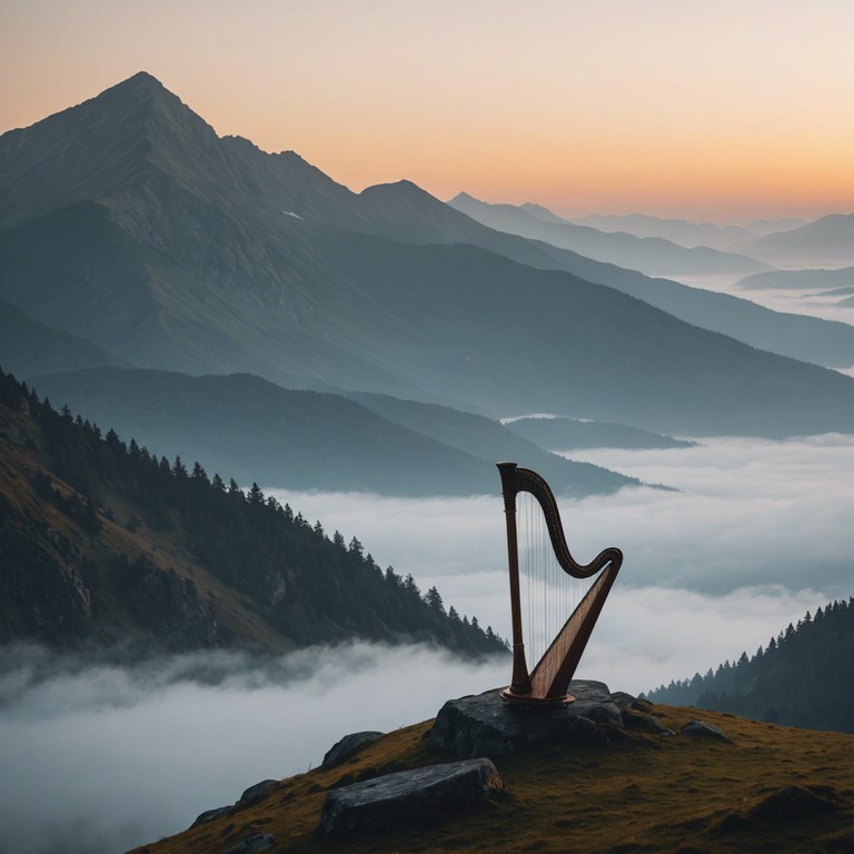 This instrumental ballad captures the awe inspiring peace and ethereal beauty of standing atop mist covered mountains at dawn. Gentle harp strings articulate the delicate whispers of nature, translating the sublime tranquility and profound solitude into a melancholic, yet hopeful melody.