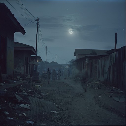 This track combines traditional afrobeat rhythms with unsettling, ethereal sounds, creating a haunting soundscape that transports listeners to a ghostly celebration under the moonlit skies of lagos. The piece steadily builds with complex rhythms and a growing sense of unease, as if followed by unseen spirits.