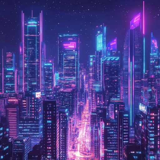 An electrifying instrumental track that blends groovy rhythms with cyberpunk aesthetics, featuring pulsating electronic beats, futuristic synth melodies, and a driving bassline that captures the essence of a neon lit metropolis.