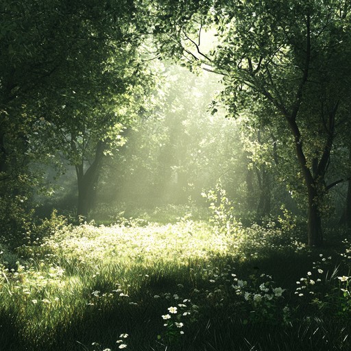 A gentle instrumental piece capturing the serene essence of a whispering forest, combining soft melodies that drift like a breeze through the trees. The music transports you to a wooded glade, bringing peace and relaxation with every note. The subtle sounds of nature enhance the feeling of calmness and connection to nature