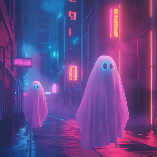 Dive into a futuristic soundscape filled with dark ambient synthesizers, casting spectral shadows and eerie sounds that create a chilling, ghostly atmosphere.