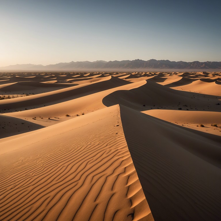 This composition artfully blends the gentle sounds of a traditional kora with the ambient noise of winds sweeping across the sahara desert. The music serves as an ode to the vast, tranquil expanse and the solitary beauty of the desert landscape, invoking a sense of peace and vastness.