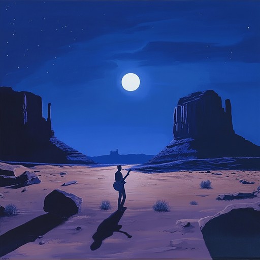 Imagine an endless desert under a moonlit sky, where the haunting echoes of a guitar paint a picture of deep longing and introspection. The sound reverberates through the sands, creating an atmosphere that is both desolate and beautiful, evoking memories of lost loves and dreams unfulfilled.